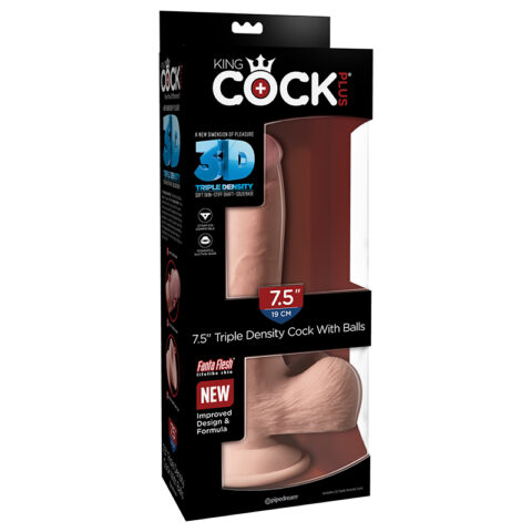King Cock Plus 7.5 Triple Density Cock with Balls Beige