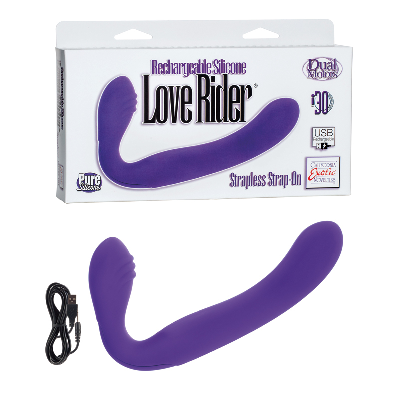 Rechargeable Silicone Love Rider Strapless Strap-On Purple