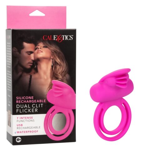 Silicone Rechargeable Dual Clit Flicker Pink